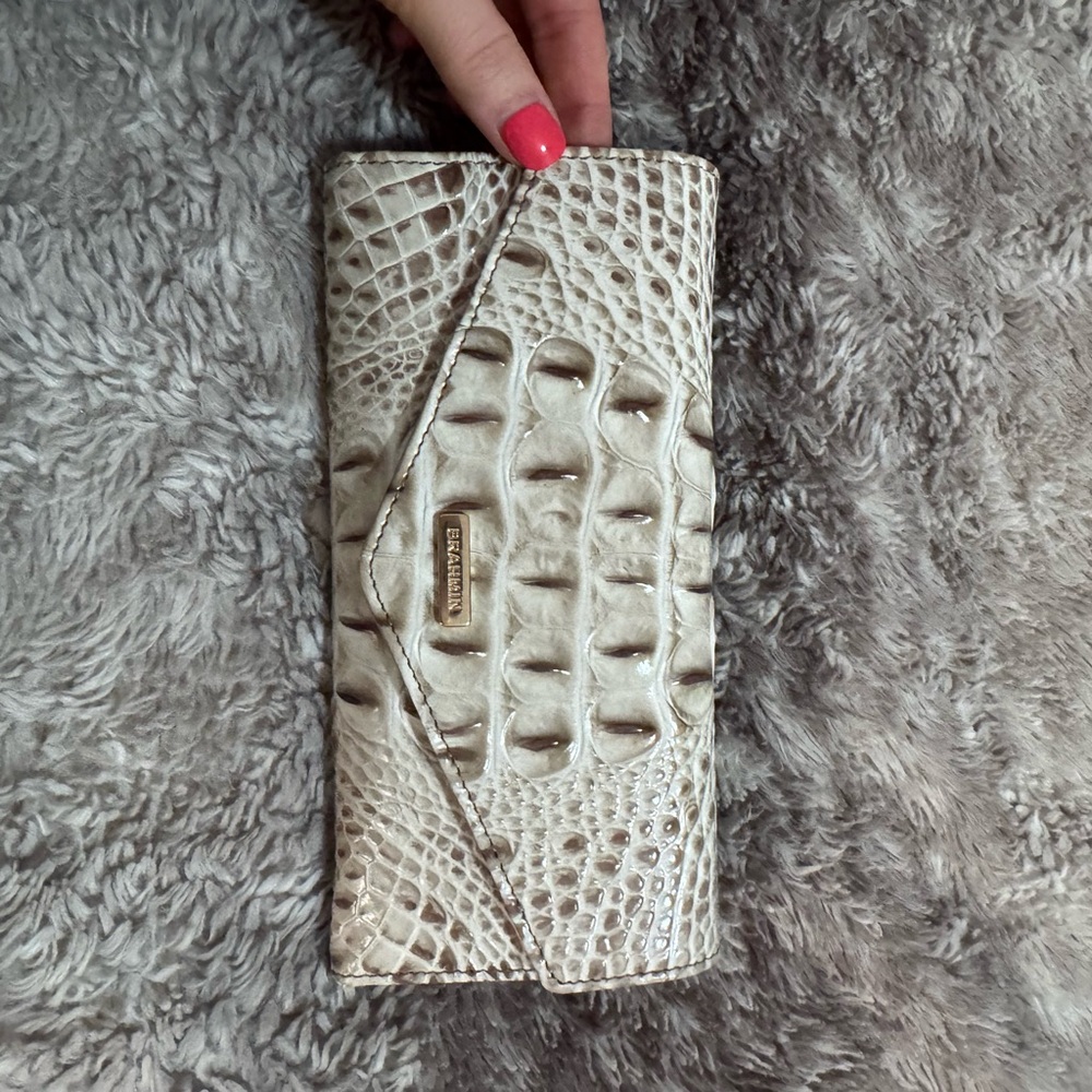 Brahmin Cream Croc-Embossed Clutch